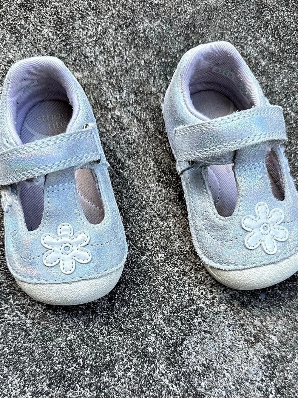Stride Rite silver gray Flower Baby Walker Shoes
